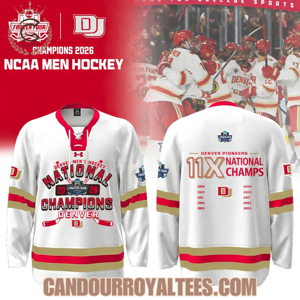 Denver Pioneers 11x National Champs Hockey Jersey - White Denver Pioneers 11x National Champs Hockey Jersey - White