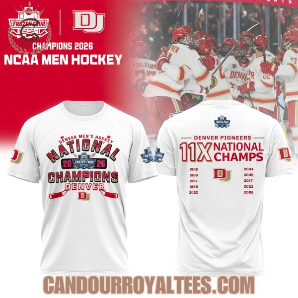 Denver Pioneers 11x National Champs Tshirt, Hoodie – White