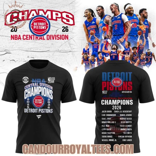 Detroit Pistons Central Division 2026 Champions Black Tshirt, Hoodie