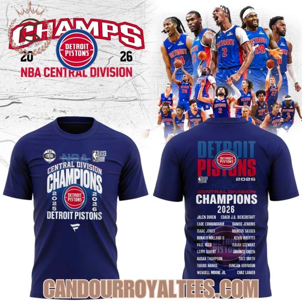 Detroit Pistons Central Division 2026 Champions Blue Tshirt, Hoodie
