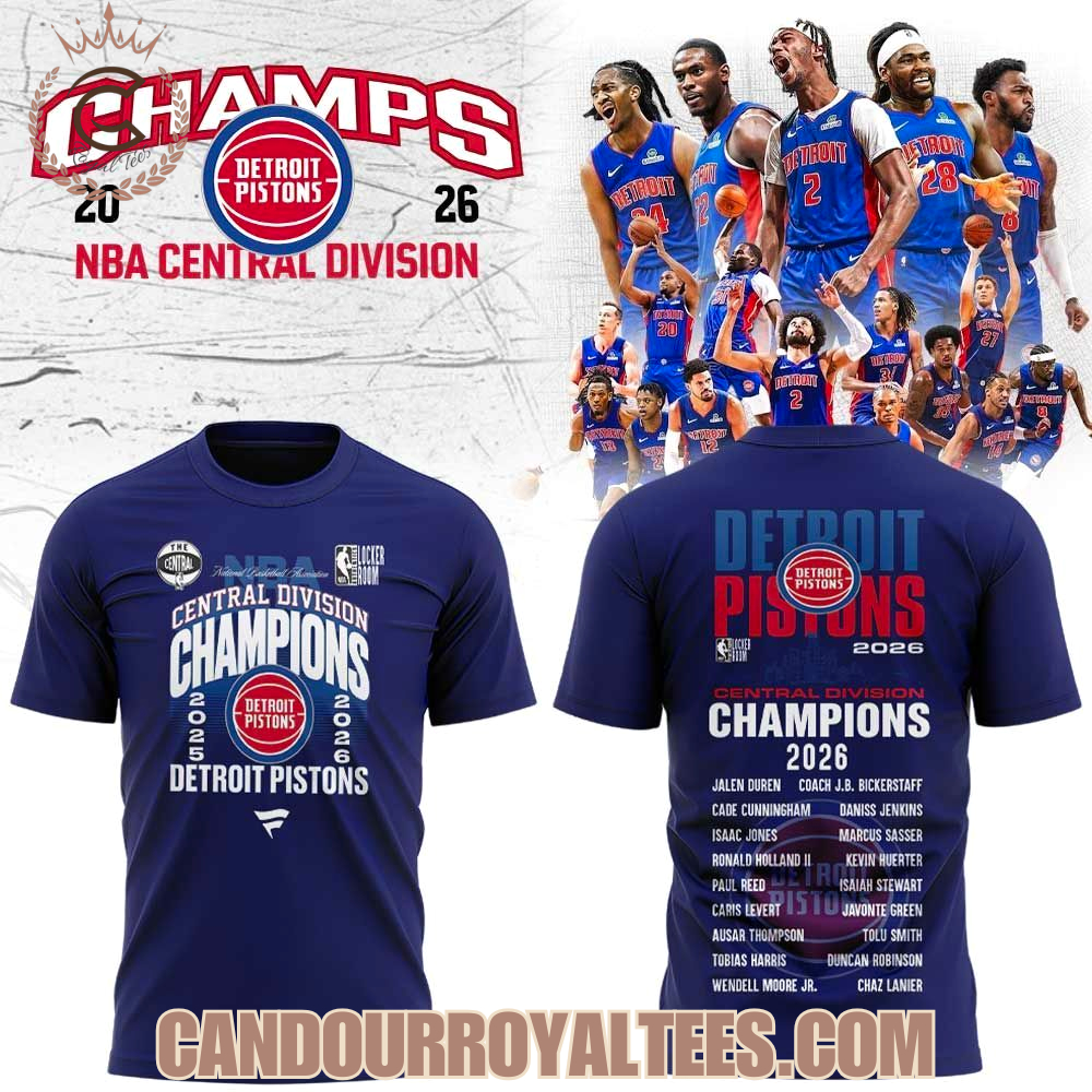 Detroit Pistons Central Division 2026 Champions Blue Tshirt, Hoodie Detroit Pistons Central Division 2026 Champions Blue Tshirt, Hoodie
