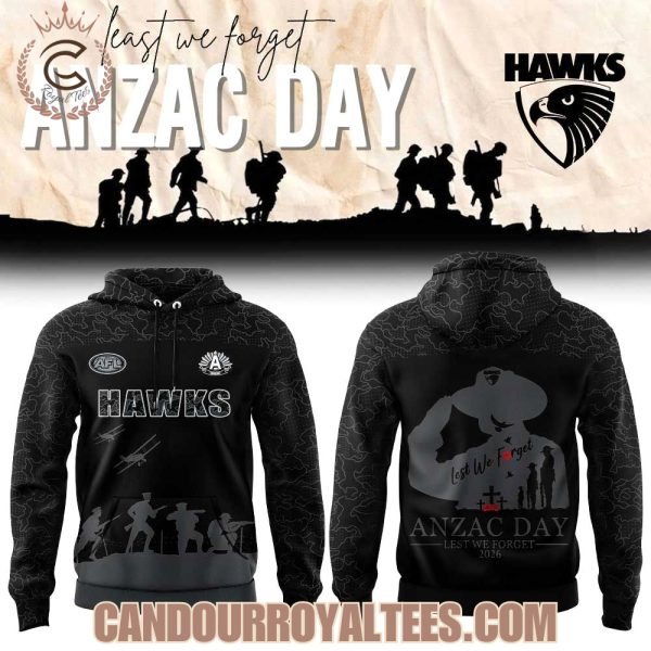 Hawthorn Hawks ANZAC Day Lest We Forget Hoodie