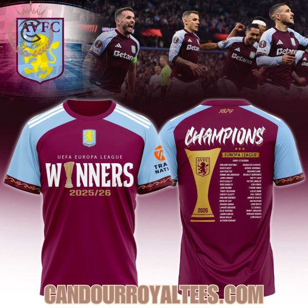Aston Villa Europa League Champions 25/26 Tshirt, Hoodie
