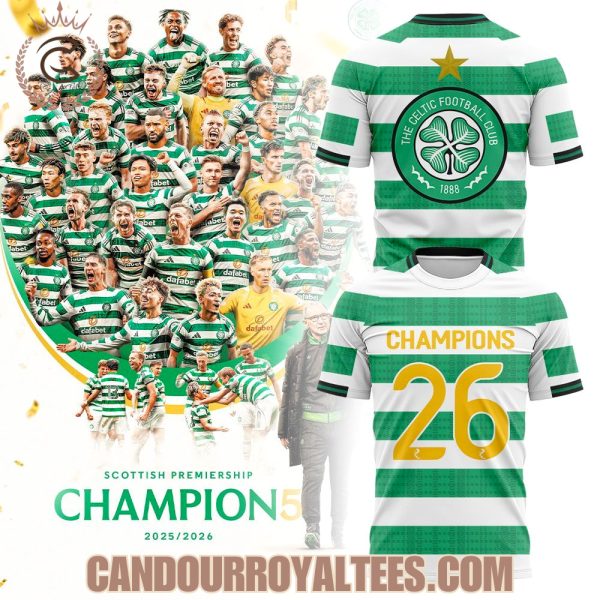 Celtic Football Club Scottish Premiership Champions 2026 Tshirt, Hoodie