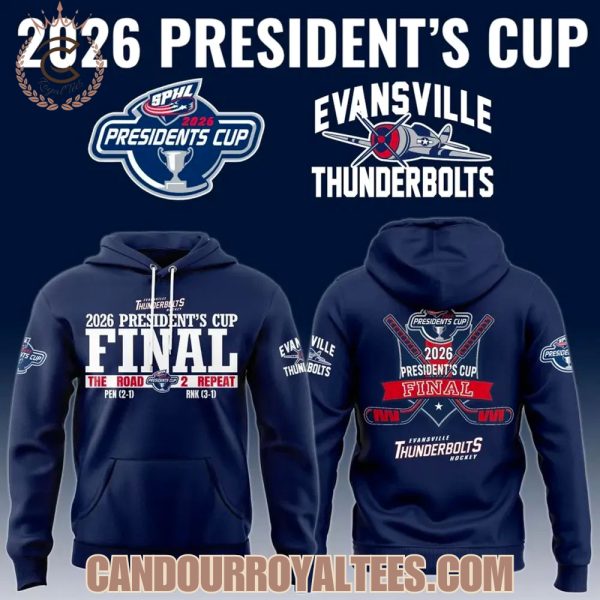 Evansville Thunderbolts 2026 President’s Cup Final The Road 2 Repeat Hoodie