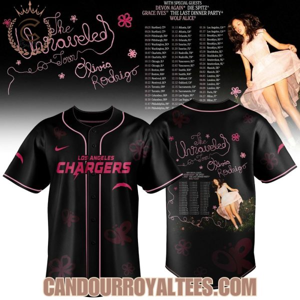Los Angeles Chargers x Olivia Rodrigo The Unraveled Tour Baseball Jersey