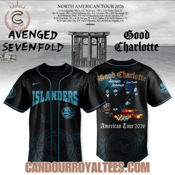 New York Islanders x Avenged Sevenfold & Good Charlotte North American Tour 2026 Baseball Jersey