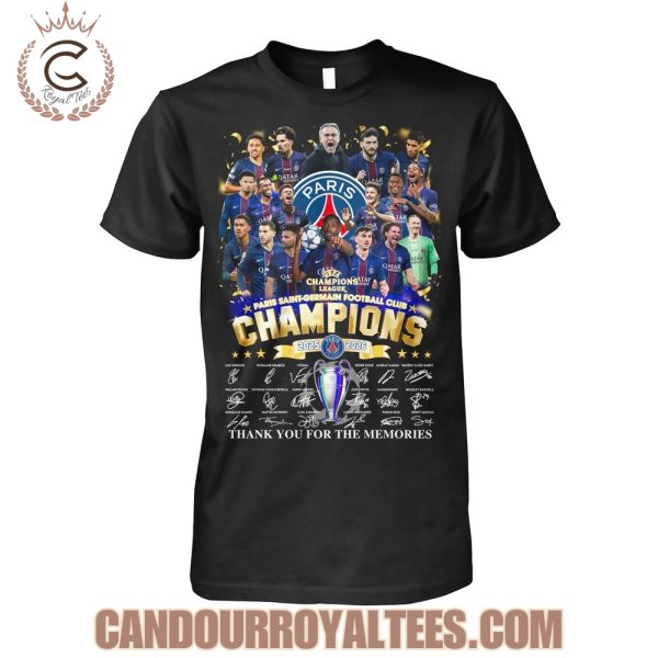 Paris Saint-Germain Football Club Champions 2025-2026 Thank You For The Memories T-Shirt