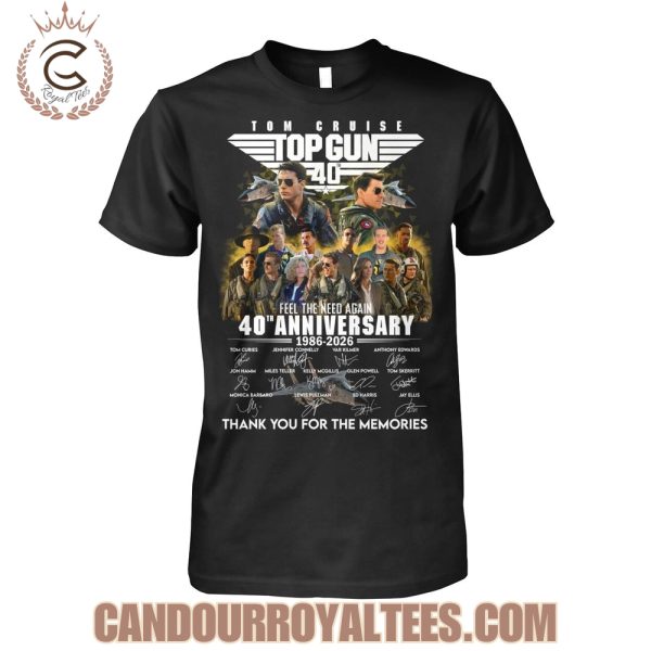 Tom Cruise Top Gun 40th Anniversary 1986-2026 Thank You For The Memories T-Shirt