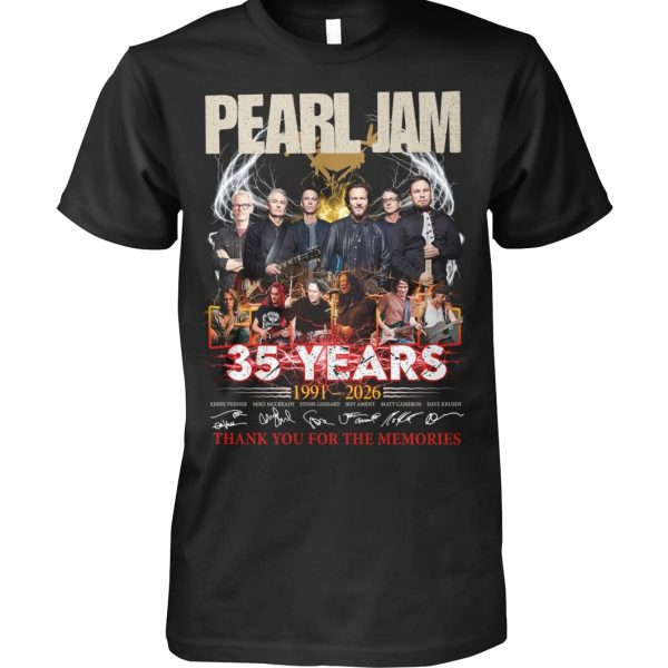 Pearl Jam 35 Years 1991 – 2026 Thank You For The Memories T-Shirt