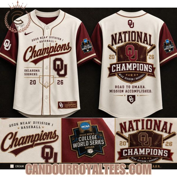 Oklahoma Baseball 2026 National Champions Baseball Jersey