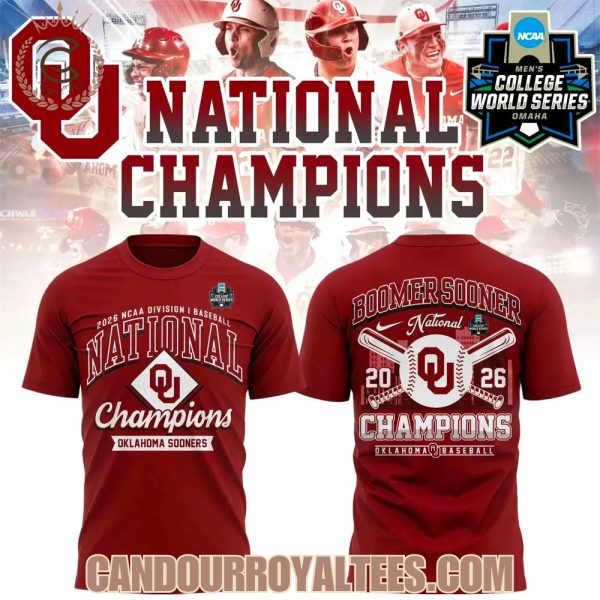 Oklahoma Sooners Crimson 2026 NCAA Division I Baseball National Champions Locker Room T-Shirt