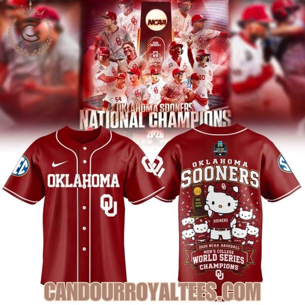 Oklahoma Sooners x Hello Kitty 2026 NCAA Baseball Men’s College World Series Champions Jersey