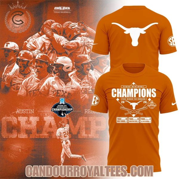 Texas Baseball Austin Regional Champions 2026 Tshirt