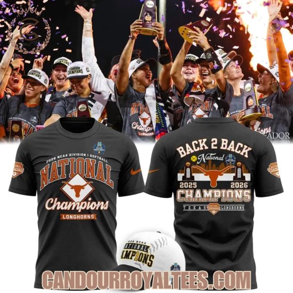 Texas Longhorns Black 2026 NCAA Softball National Champions Locker Room T-Shirt