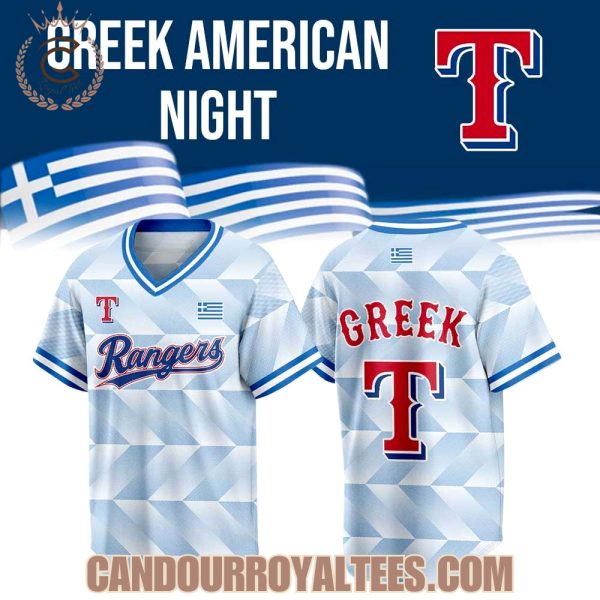 Texas Rangers Greek American Celebration Jersey