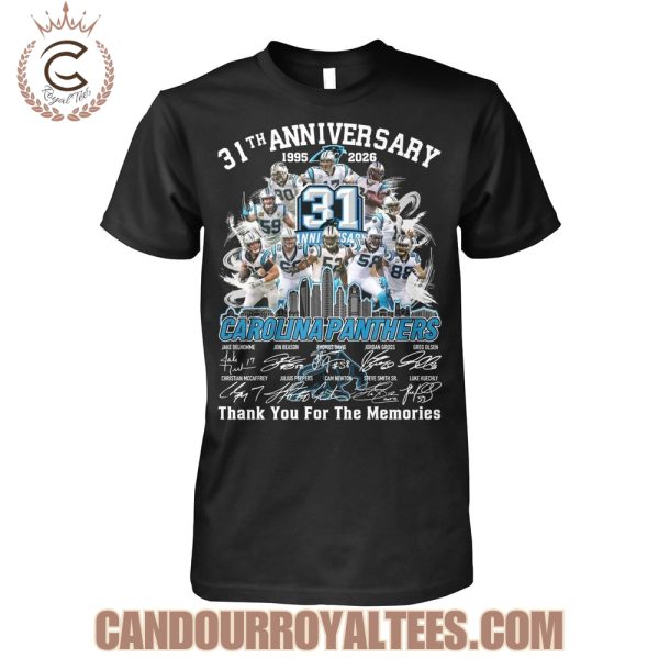 Carolina Panthers 31th Anniversary 1995-2026 Thank You For The Memories T-Shirt